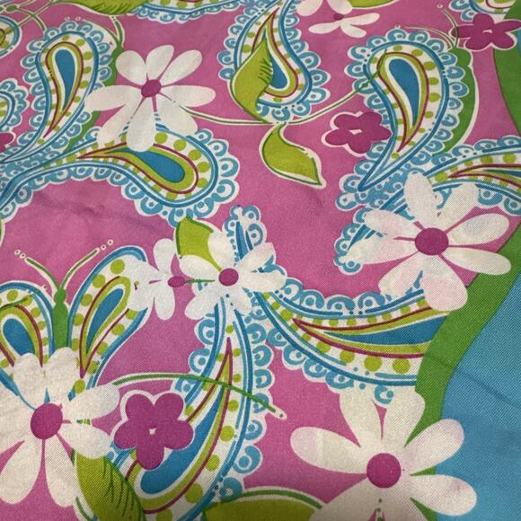 Lilly Pulitzer 100% Silk Scarf Paisley Butterfly Pink Ribbon Breast Cancer 56” - Picture 6 of 9
